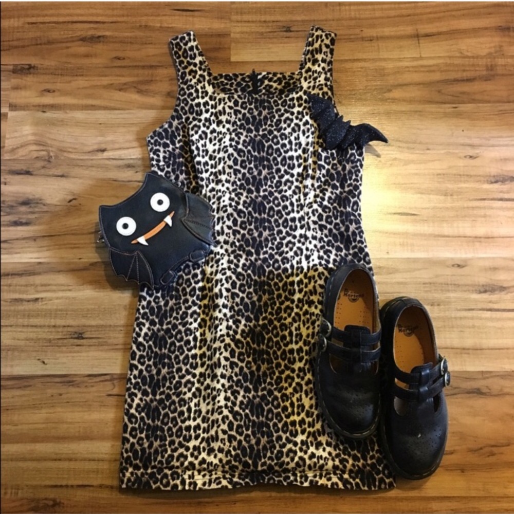 Leopard Print Mini Dress - Brown/Black